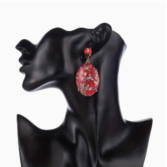 ✨🆕✨Beautifully Boho Vintage Inspired RED Happy Days Floral Birds Earrings  ✨ - Picture 4 of 12